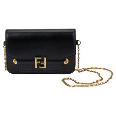 Fendi Shoulder Bag feature black leather and gold tone hardware. Has a FF logo on front of the bag. The inside comes with several card slips. Detachable shoulder drop 22”. The bag is in new and comes with the original dustcover. Bottega Bags, Bottega Bag, Fendi Shoulder Bag, Ff Logo, Shoulder Bag Black, Fashion Handbags, Purses Crossbody, Fendi, Black Leather