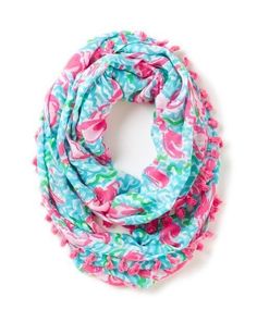 Lilly Pulitzer Riley Tassel Trim Infinity Loop Scarf Estilo Kitsch, Cute Scarfs, Tube Scarf, Tassel Scarf, Loop Scarf, Summer Scarves, Wear Pink, Preppy Style, Infinity Scarf