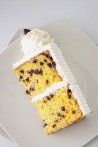 a piece of cake sitting on top of a white plate