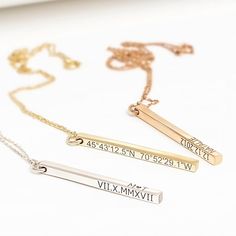 The Pillar Bar Necklace is a classic design with an underlying tone of elegance and pure sophistication. Available in gold vermeil, sterling silver or rose gold, this piece makes the perfect complement to your signature style. Ultra-chic, sleek, and versatile enough to pair with just about anything in your closet, this is a personalized 3D bar necklace you can keep on wearing 24/7 for effortless style. This bar pendant necklace lets you personalize with up to 15 letters on each of the 4 differen Bar Pendant Necklace, Mermaid Blanket, Bar Pendant, Rose Gold Necklace, Bar Necklace, Signature Style, Gold Vermeil, Or Rose, Effortless Style