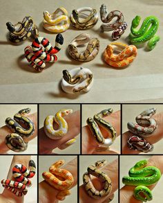 several pictures of different types of snake rings