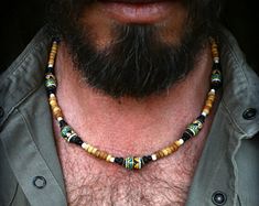 mens jewelry / jewelry for men / necklace for him / earthy necklace / beads for men / bohemian man / oriental mens jewelry / casual necklace Bohemian Man, Yogi Style, Beads For Men, Necklace For Him, Bohemian Men, Earthy Necklace, Mens Jewellery, Jewelry Casual, Casual Necklaces