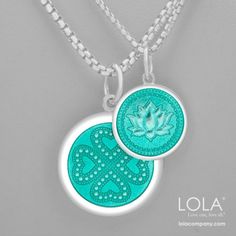 Our Lucky Clover, Lotus & Celtic Heart Knot/Mother's Knot pendants in Seafoam Green Celtic Heart Knot, Heart Knot, Celtic Heart, Lucky Clover, Sea Foam, Chain Pendants