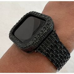 Fits the Apple Watch available for sizes 41mm or 45mm in series 7. Men's & Women's. This beautiful Black Apple watch band is high on the bling with a stainless steel band that features rows of high quality lab diamonds Add the matching bezel for an over the top Holiday Party Accessory. Exclusive Iwatch Candy Design. ⚬ Fits wrist sizes 5.5" to 8" ⚬ Classic butterfly closure. ⚬ Comes with an easy to use link removal tool and instructions. Add the Apple Watch Bezel or select a different style from Black Apple Watch, Black Apple Watch Band, Holiday Party Accessories, Candy Design, Ceramic Watch, Iwatch Apple, Black Apple, Black On Black, Rose Gold Band