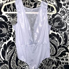 New Victoria's Secret Shine Silver Nighty Teddy Size Medium. Fitted V-neck Party Sleepwear, Fitted V-neck Sleepwear For Parties, Victoria's Secret V-neck Sleepwear For Parties, Victoria's Secret Stretch Bodysuit With Lined Body, Victoria's Secret Party Swimwear, Victoria's Secret Sleeveless Party Swimwear, Victoria's Secret Lined Bodysuit For Party, Victoria's Secret Lined Party Bodysuit, Victoria's Secret Party Bodysuit With Lined Body