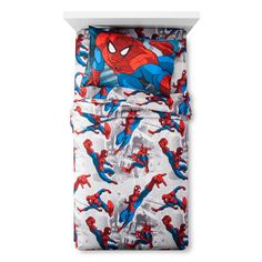 a spiderman bedding set is shown