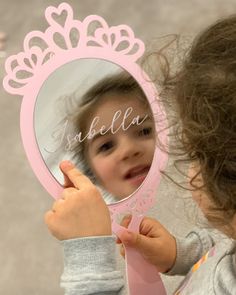 The Princess Hand Held Mirror is the perfect addition to a playroom, bedroom or nursery. We also have an optional range of pastel colours available for you to choose from in the swatch photo.   The product is made with good quality 3mm Acrylic. The mirror is made with acrylic, which makes it lightweight and does not have any sharp edges. We also attach strong adhesive strips to apply the mirror onto your wall. Dimensions:  W 15.5cm x H 26cm *Matching Princess mirror available in our Etsy shop* A