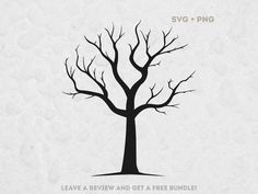 a tree with no leaves on it and the words leave a review and get a free bundle