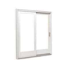 an open white sliding glass door on a white background with clippings to the left and right side