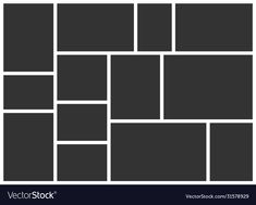 a black and white photo collage with squares in the middle, on a white background