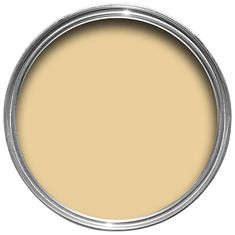 a beige paint can with white trim on the top and bottom, in an open tin