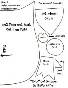 the instructions for how to make an owl face and back cut out on fold paper