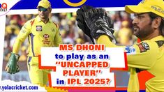 two men in yellow uniforms are holding their hands up with the words ms dhoni to play as an uncapped player, in ipl 205?