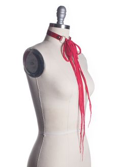 High quality post apocalyptic choker collar made in thick red PVC. Shredded gauze closure. Can be worn tied in a bow for an edgy, gothic doll look. Can be worn many other ways, with the long gauze ties tied in a knot, wrapped around the neck or body, and with the ties in front or back. Silver-toned nickel plated steel hardware. Shown in translucent red PVC.Also available in red leather. SMALL/MEDIUM (11-13")MEDIUM/LARGE (13-15")LARGE/X-LARGE (15-17") Custom sizing available. All pieces are MADE Red Punk Choker For Festivals, Red Gothic Choker For Festivals, Bow Choker, Seattle Fashion, Gothic Dolls, Choker Collar, Post Apocalyptic, Make Time, Custom Fit