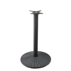 a black table with an umbrella on top