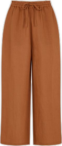 Brown Linen Long Pants, Casual Brown Linen Wide Leg Pants, Brown Wide Leg Linen Pants, Brown Wide Leg Linen Bottoms, Brown Linen Wide Leg Pants For Spring, Brown Linen Bottoms For Spring, Brown Linen Wide Leg Bottoms, Spring Brown Linen Wide Leg Pants, Brown Relaxed Fit Linen Pants