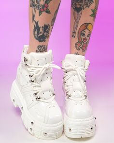 White Sky High Wedge Sneakers – Rave Wonderland Rave Shoes, Edm Festival Outfit, Rave Edm, J Valentine, Festival Outfits Rave, Glitter Bag, Rave Clothing, Outfits Rave, Festival Shop