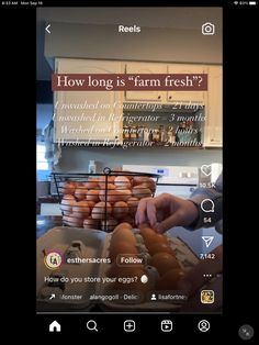 an image of someone cooking in the kitchen on their cell phone with text reading how long is farm fresh?