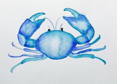 a watercolor drawing of a blue crab