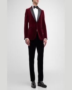 BOSS dinner jacket in solid velvet with satin trim    Peak lapels; singlebutton front    Chest welt pocket    Jetted hip pockets    Fourbutton sleeve finish    Doublevented back    Cotton/silk    Lining: Viscose    Imported Hugo Boss Suit, Dinner Jacket, Boss Man, Peak Lapel, Tailored Suits, Classic Pattern, Modern Man, Cotton Silk, Welt Pocket