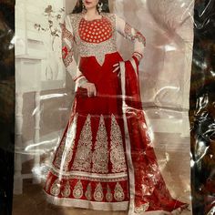 Pakistani Desi Anarkali Dress (Medium) Never Worn Long Sleeve Three Piece: Dress, Pants, Scarf Traditional Red Maxi-length Anarkali Set, Desi Anarkali, Red Anarkali Maxi Set, Red Maxi Length Dupatta With Pallu, Red Fitted Floor-length Anarkali Set, Red Bohemian Floor-length Anarkali Set, Three Piece Dress, Dress Medium, Anarkali Dress