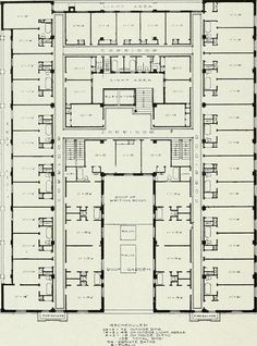 an old floor plan for a building with multiple floors