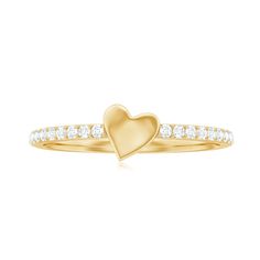 Product Details The cute Promise Ring features a Solid Gold crafted Heart as the centerpiece and embellished with Round Cut Diamond as Accents in Surface Prong Setting on the Shank. The Heart Ring can be used as a Valentines Day Jewelry for your beloved. Product Information SKU SHP-RINGS111910796 Length 20.9 mm Width 5.3 mm Height 2.4 mm Weight 1.52 gm (Approximate) DIAMOND INFORMATION No.of Stones 20 Pieces Total Weight 0.20 Carat (Approximate) Dimension(approx) Round-1.30X1.30 mm-20 Pcs Color Heart Shape Diamond Ring, Cute Promise Rings, Heart Shaped Diamond Ring, Radiate Love, Heart Promise Rings, Diamond Promise Ring, Promise Ring For Her, Diamond Heart Ring, Diamond Promise Rings