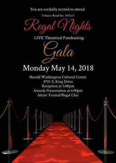 a red carpet and rope line with the words regal nights gala