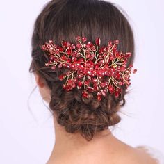 Bridal Hair Comb Red Crystal Wedding Comb Ruby Crown With Marquise Wedding Headpiece Brand New Ruby Crown, Wedding Comb, Curling Iron Hairstyles, Crystal Hair Comb, French Hair, Pearl Hair Clip, Claw Hair Clips, Beaded Headband, Velvet Headband