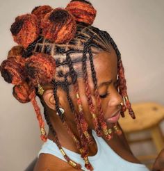 Loc Styles With Flowers, Crazy Loc Styles, Exotic Loc Styles, Alternative Loc Styles, Locs Pineapple Style, Unique Loc Styles For Women, Creative Loc Styles, Pineapple Loc Style, Retwist Styles