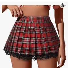 Nwt Avidlove Super Cute High Waisted Pleated Multiple Colors Plaid A-Line Mini Skaters Skirt, Stretchy Waistband, 95% Percent Polyester 5% Is Spandex And Washable Or Dry Clean ,Black Lace Details All Around The Bottom Portion. Size L.(Colors R Little Different With The One On The Model) It Has Some Green Red Black.. Please Check All The Photos For Measurements And Details. Reasonable Offers Welcome. Bundles Of Two Or More Discount.. Cute Fitted Mini Tennis Skirt, Cute Fitted Mini Skirt For School, Cute Fitted Short Skirt, Cute Fitted Short Length Skirt, Cute Fitted Skirt For School, Cute Skort For School, Cute High Waist Pleated Mini Skirt, Cute High-waist Pleated Mini Skirt, Cute Fitted Mini Pleated Skirt