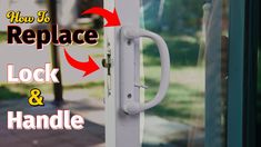 an open door with the words how to replace lock and handle