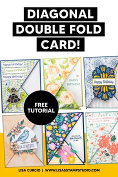 the diagonal double fold card is shown with text that reads, diagonal double fold card