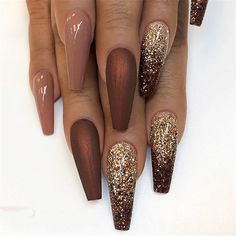 Nagellack Trends, Fall Acrylic Nails, Coffin Nails Long, Trendy Nail Design, Nail Designs Glitter, Gel Nail Designs, Glitter Nail Art