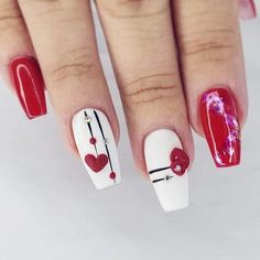 Valentines Nail Art Designs, Heart Nail Designs, Special Nails, Valentine Nail Art, February Nails, Nail Designs Valentines, Her Nails, Saint Valentine, Heart Nails