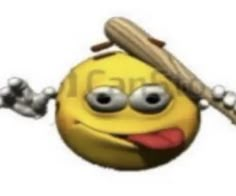 a smiley face holding a baseball bat