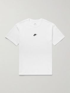 This T-shirt is cut in Nike's roomy 'Max 90' fit. From the laid-back 'Sportswear Premium Essentials' line, it's made from substantial cotton-jersey and subtly embroidered with the brand's name and logo at the chest. Nike Collection, Brand Names And Logos, Nike Shirt, Nike T, Plain Tshirt, T Shirt For Men, Mr Porter, Nike Sportswear, Logo Embroidered