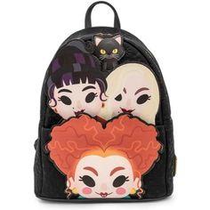 This mini backpack is a fun and vibrant accessory featuring a unique design with cartoon characters and black cats. Perfect for adding a playful touch to any outfit, this backpack is both functional and stylish. Features: Material: Made from durable and lightweight synthetic leather, ensuring longevity and easy maintenance. Special Features: Features a front zippered pocket for easy access to essentials, along with a spacious main compartment. Design: The backpack showcases colorful characters o Hocus Pocus Sanderson Sisters, Sanderson Sisters Hocus Pocus, Mini Mochila, Loungefly Bag, Sanderson Sisters, Disney Bag, Loungefly Disney, Backpack Brands, Captain Hook