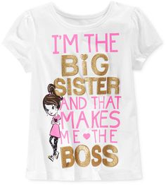 Epic Threads Little Girls' Big Sister Mix & Match T-Shirt, Only at Macy's Big Sister Kit, Big Sister Little Sister, Big Sister Gifts, Sibling Shirts, Sister Shirt, Sister Outfits, Big Sister Shirt, Moda Chic, Sister Shirts