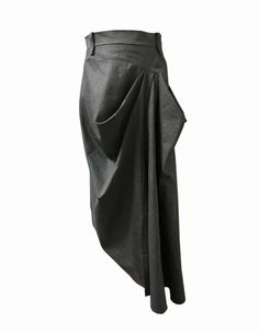 Femininity and brutalism come together in this skirt with a straight silhouette and a large pleat to accentuate movement. Zipper closure Large pleat on the front 100% cotton Made in Italy 111 cm Height Knee-length Cotton Formal Bottoms, High Waist Cotton Pleated Skirt For Work, Modern Fitted Cotton Skirt, Modern Cotton Lined Bottoms, Fitted Asymmetrical Skirt With Pleated Waist, Elegant High-waisted Cotton Pleated Skirt, Modern Cotton Midi Skirt, Brutalism Fashion, Human Extinction