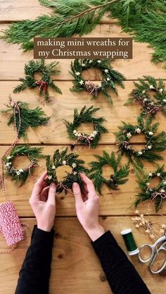 someone making mini wreaths for my christmas wrapping