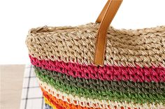 This Rainbow Stripes Shoulder Bag has a style as bright as its colors! Crafted of straw and lined in polyester for a sturdy bag that is sure to make heads turn. The zipper closure keeps your items safe and sound. Perfect for when you want to add a splash of color to your look! Specs: Size 45x3x28 cm Multicolor Straw Shoulder Bag For Vacation, Casual Multicolor Straw Beach Bag, Multicolor Straw Crochet Bag For Travel, Multicolor Straw Travel Bag, Multicolor Straw Bag For Travel, Multicolor Straw Bag With Adjustable Strap For Travel, Multicolor Woven Straw Shoulder Bag, Multicolor Straw Shoulder Bag With Braided Handles, Casual Multicolor Rectangular Straw Bag