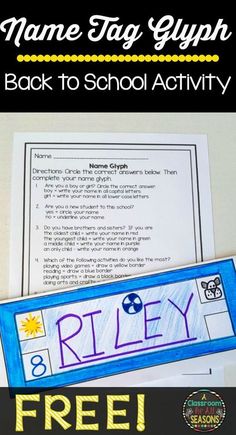 back to school activity with name tag glyphh and free printables