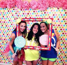 Photo booth Suga Bday, Candyland Dance, Candyland Party Theme, Candy Land Birthday, Willy Wonka Party, Candy Land Birthday Party, Dance Decorations, Dance Themes, Sorority Sugar