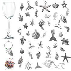 PRICES MAY VARY. FOR WINE PARTY - Includes 40 pcs wine charms in one set, which is suitable for a large party. Since wine glasses all look the same, these help everyone recognize their own glass. WONDERFUL DECORATION - This not only help make sure everyone drinks from their own glass, but also decorate the glasses, each of them is a different design, which are funny and cute. DURABLE QUALITY - These wine glass charms are made of alloy, which are durable and lightweight, with bright silver colors Champagne Tasting, Wine Glass Tags, Types Of Glassware, Colorful Cocktails, Wine Party, Tasting Party