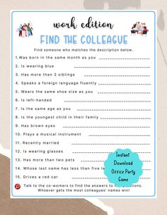 a printable worksheet with the words find the collagee on it