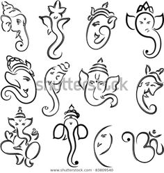 an image of different types of ganeshi symbols in black and white stock photo