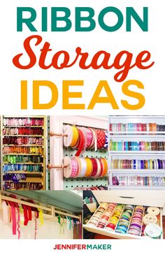 the cover of ribbon storage ideas