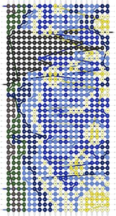 a cross - stitch pattern with different colors and patterns on it, including blue, green,