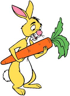 a cartoon rabbit holding a large carrot